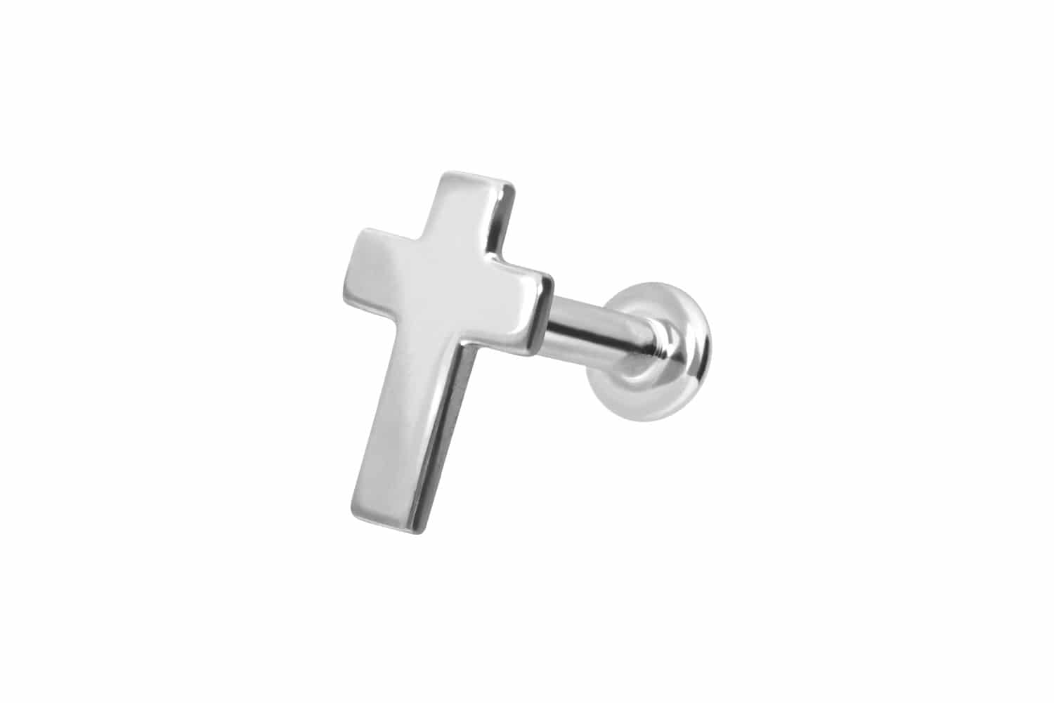14 Karat Gold Labret Piercing mit Push Fit KREUZ